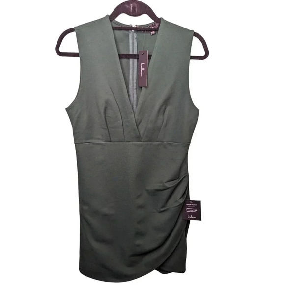 NWT Lulu's Womens Cocktail Hour Green Tulip Wrap Sleeveless Mini Dress Size L - Picture 2 of 13